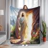 Jesus Christ Resurrection Fleece Blanket Religious Art Design Soft Cozy Throw Home Decor for Living Room or Bedroom Gift