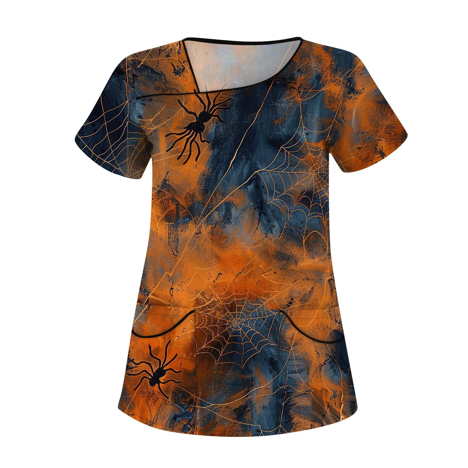 

Жіночий робочий одяг з принтом, похилим коміром і двошаровими кишенями, базовий верхній пуловер L