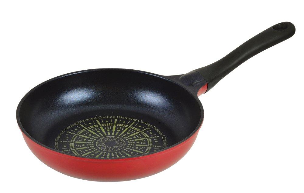 Pearl Metal Lightweight Frying Gas Stovetop Diamond Pan, 24cm, Only, Triple-Layer Coating, Ultra-Lightweight, HB-2687
