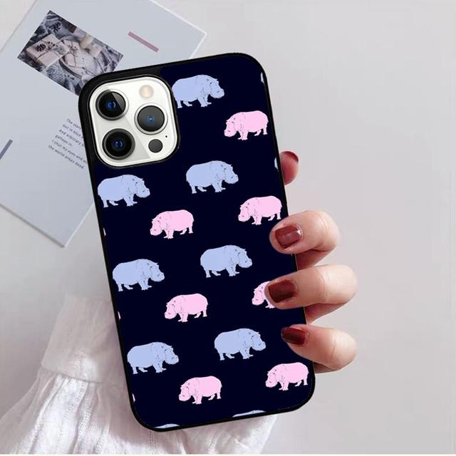 Cartoon Hippos Pattern Phone Case Back Cover for IPhone 18 17 Air 16 15 14 13 11 12 Pro Max Plus Shell Coque