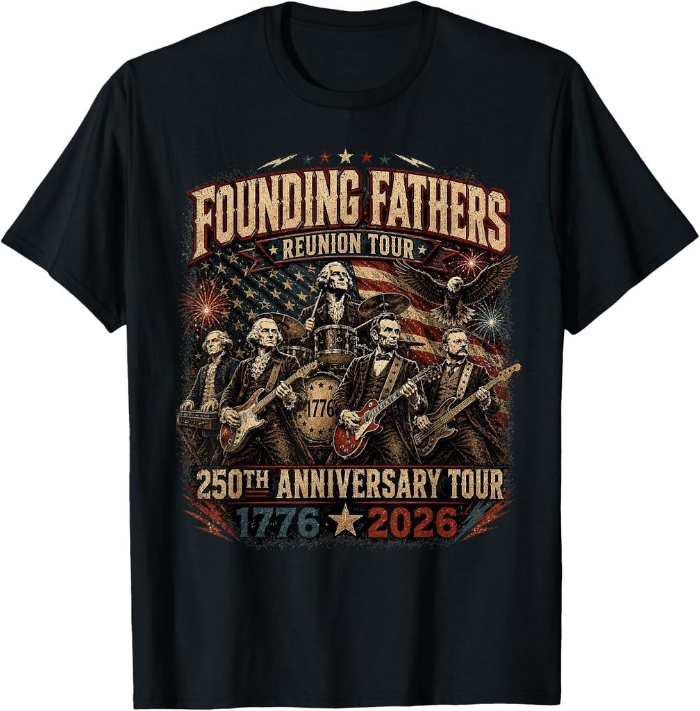Funny Founding Fathers Reunion Tour Rockstar Graphic T-Shirt