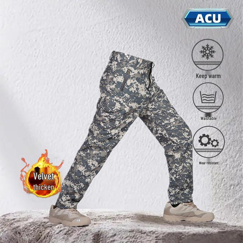 Waterproof Men s Three-in-One Fleece Camo Tactical Pants: Ski, Mountaineering, Cycling, and Outdoor Wear. 5XL acu