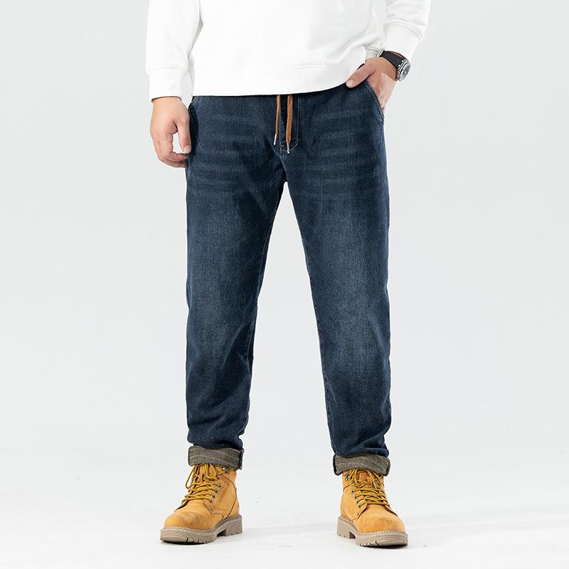 

Осенние стрейч-джинсы для мужчин прямого кроя свободного покроя повседневные джинсы оверсайз 48