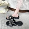 2025 summer new lightweight temperament versatile Internet celebrity fashion rhinestone casual comfort light luxury fairy style slippers