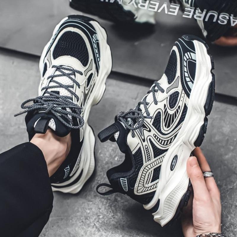 Spring Men's Breathable Mesh Shoes Versatile Thick-soled Sports Shoes Casual Dad Shoes