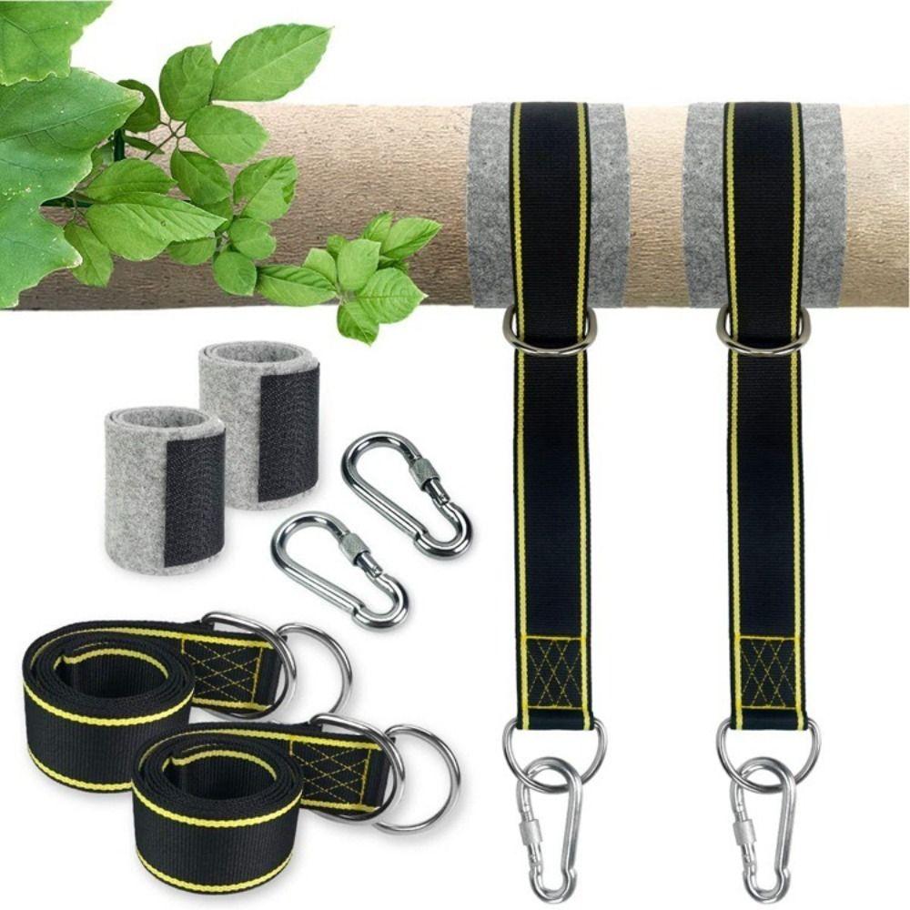 Nylon Material Tree Swing Hanging Kit Safer Lock Carabiners Carabiner Hooks Swing Straps 1.5m Length Swivel Hanging Straps