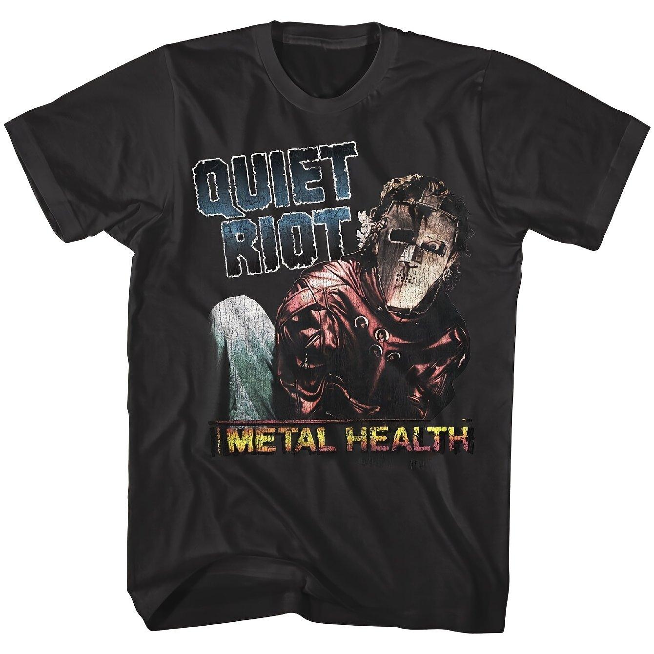 

Графическая футболка с альбомом Quiet Riot Metal Health, винтажная футболка группы с металлическим логотипом и дизайном маски, унисекс, повседневная футболка для мужчин 4XL