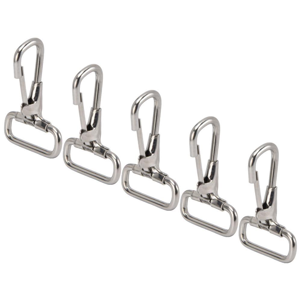 5 pcs 304 Stainless Steel Stainless Steel Snap Hooks Square Eye / Swivel Eye Design Fixed Spring Mechanism Swivel Eye Snap Hooks