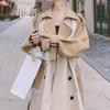 Women's High-End Color Block Trench Coat, Mid-Length, Autumn 2024 Collection