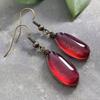 Huajie Charming Red Zircon Inlay for Women Pendant Earrings Vintage Style Dainty Ear Stud  Fashion Trend