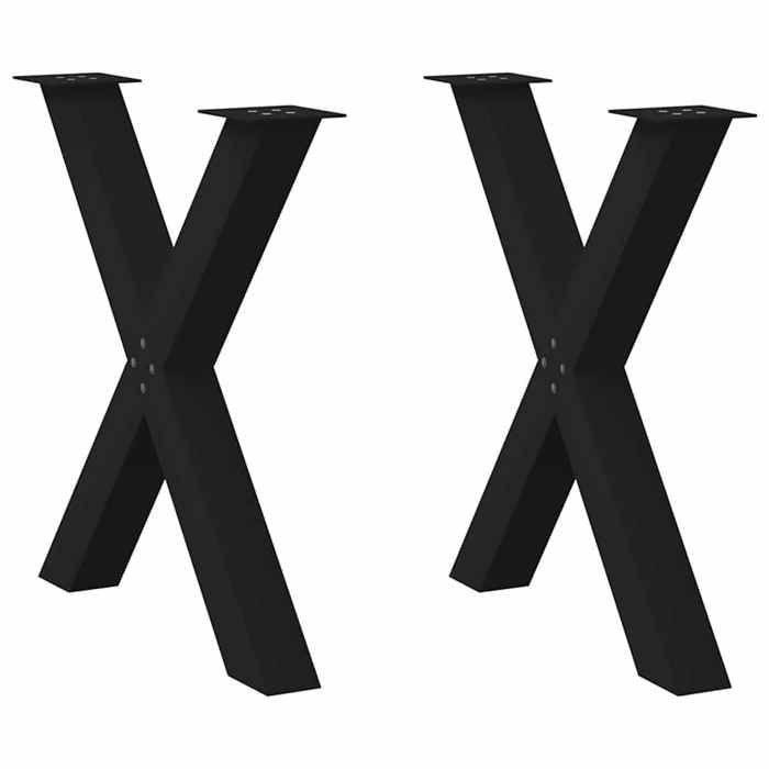 VidaXL Dining Table Legs In X-Shape, 2 Pieces, Black, 80 X (72-73) Cm, Steel 4012980
