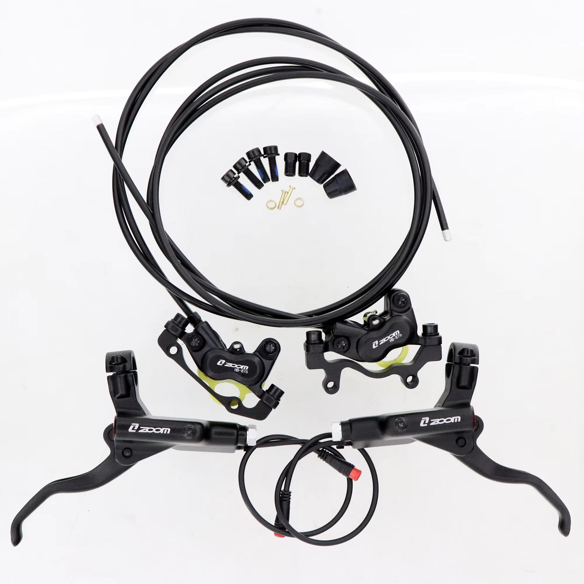 ZOOM HB-876E E-Bike 4-Piston Hydraulic Disc Brake Set Electric Scooter Folding Mtb Bike Power Off ebrake 4-Piston Black