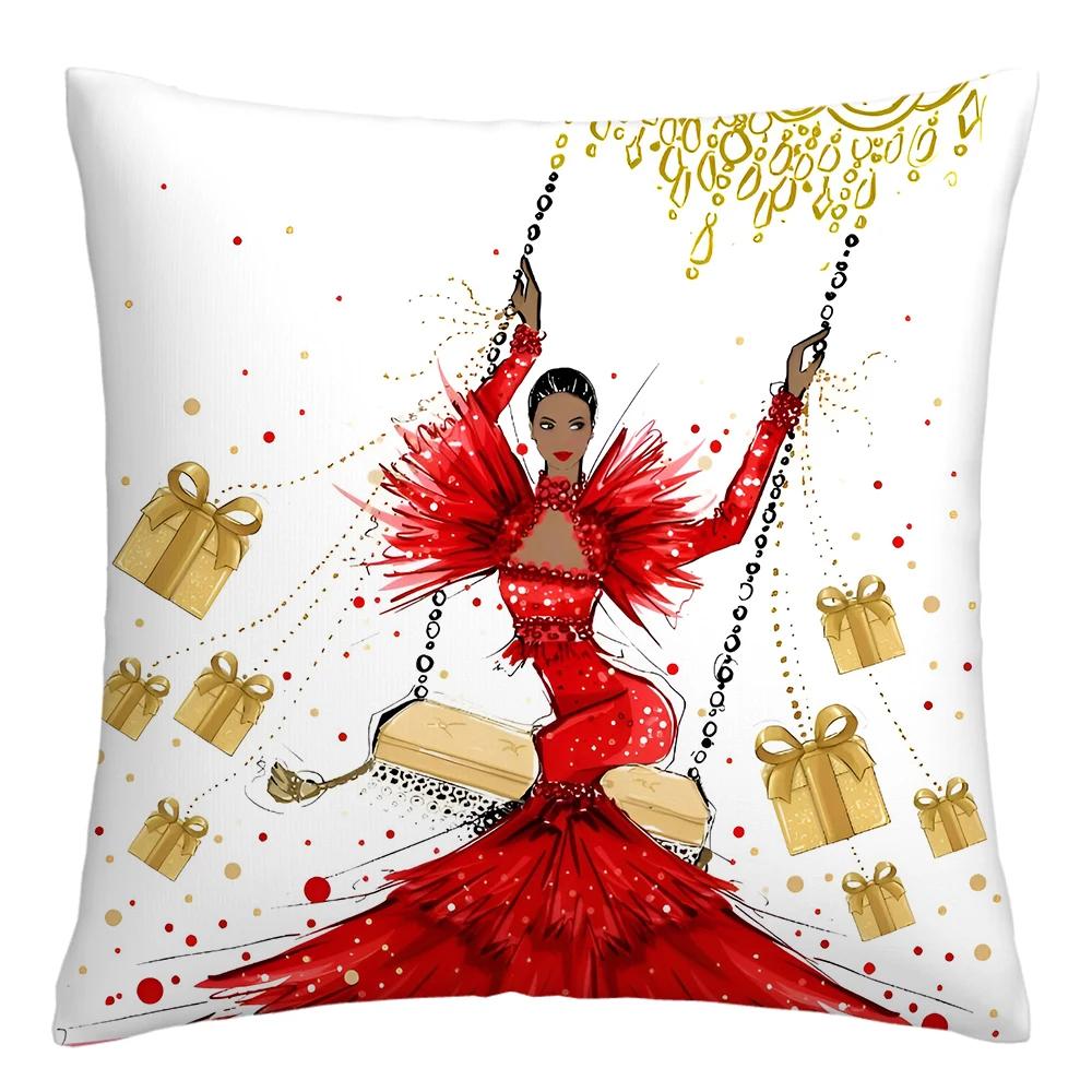 Fashion Illustration Pillowcase, Girl's Favorite Cushion Cover, Sofa Decoration Cushion Cover Home Decoration 50x50 40x40 60x60