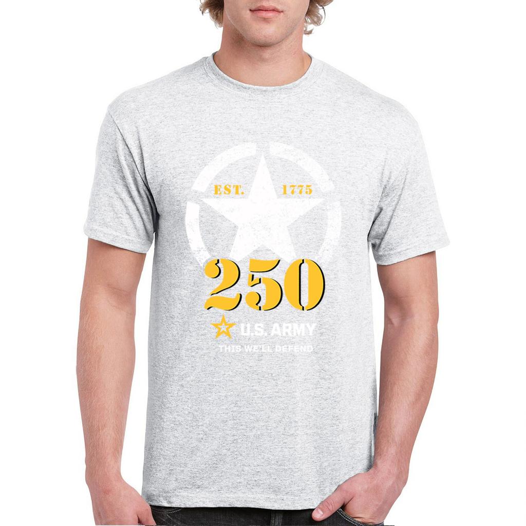 Unisex Shirt Cotton Oversize Large Size US Army 250th Anniversary T-shirt Military Veteran American Pride Men's Tee