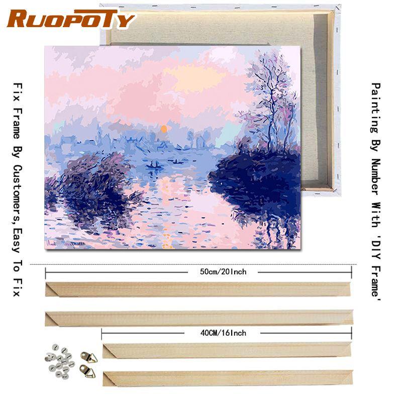 RUOPOTY With DIY Frame Abstract Painting DIY Painting By Numbers Acrylic Paint Handmade Oil Painting On Canvas For Wall Art 40x50CM