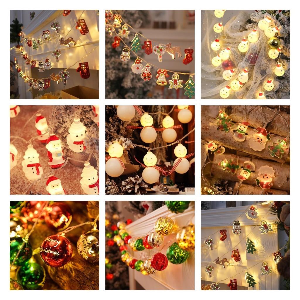 Colorful Led String Lights For Christmas Featuring Santa Snowman And Reindeer Designs