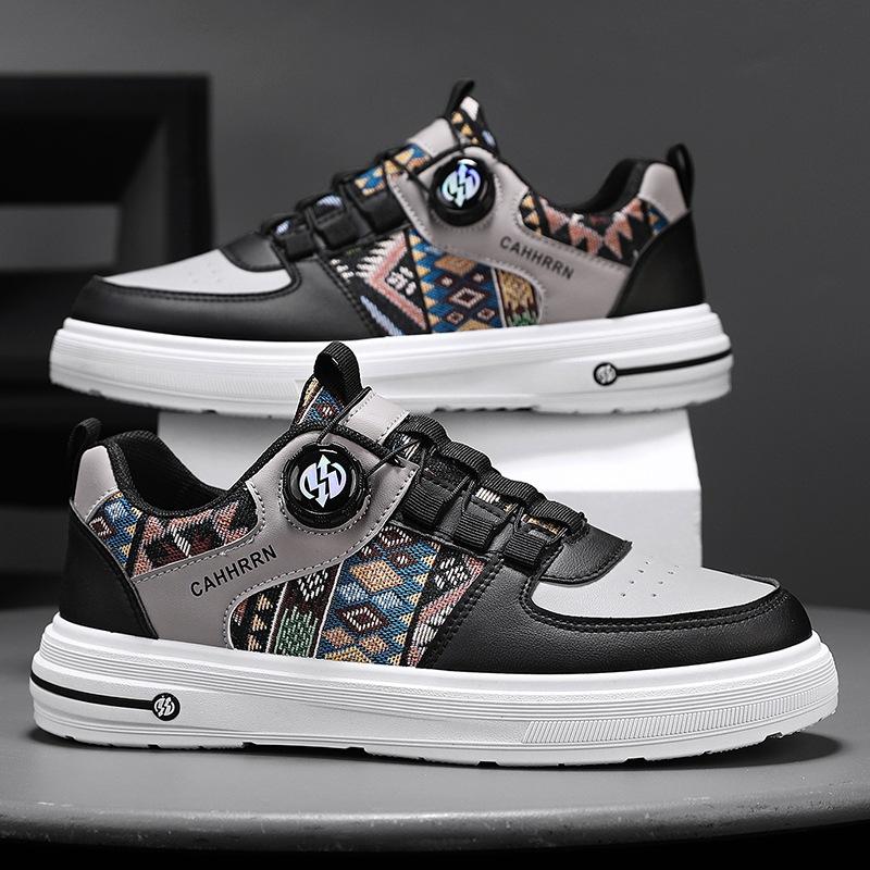 

Men s shoes spring 2025 new versatile board shoes men s no-tie shoelaces casual trendy shoes student rotating buttons summer 44