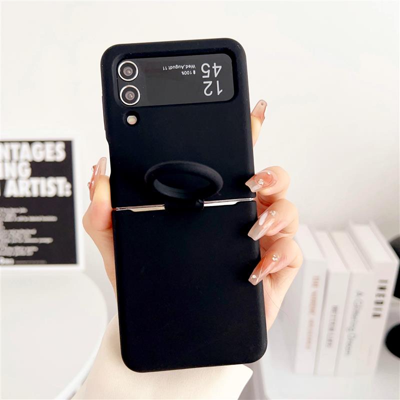 For Samsung Galaxy Z Flip 6 5 4 3 2 1 Case Offical Liquid Silicone Case With Finger Ring Shockproof Cover ForZ Flip 5 Soft Cases