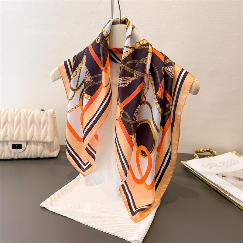 New Paisley Print Silk Scarf For Women Square Hijab Soft Neck Tie Female Fashion Decoration Silk Headscarf 70*70Cm Kerchief