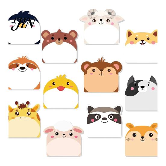 Paper Memo Pads 12Pcs/Set Cartoon Animal Self-Stick Note, 30 Sheets/Pad Self-adhesive Note Pad, Cat Pattern Notes Super Sticking Power Post