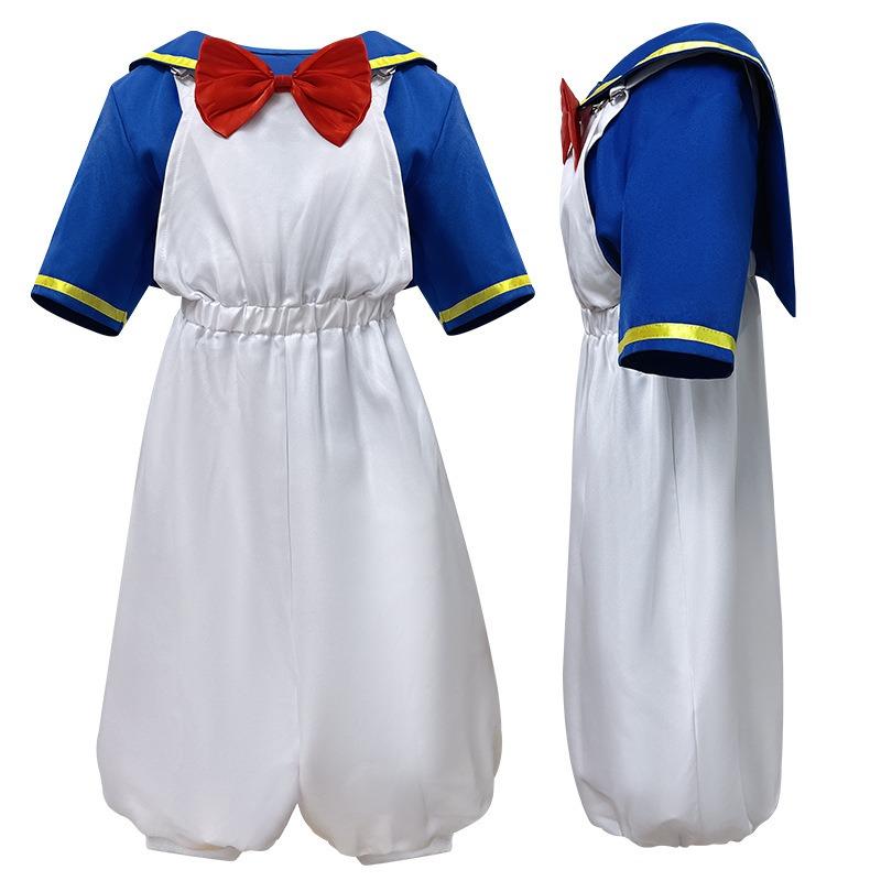 Halloween Donald Duck Pantalon à Bretelles Filles Canard Manches Courtes Costume de Marin Bleu Marine Performance