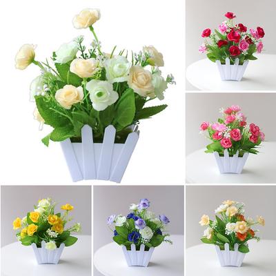 Artificial Potted Flowers Fake False Plants Outdoor Garden Home In Pot Decor