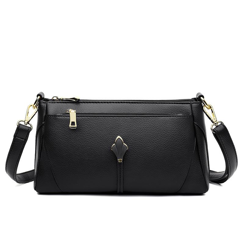 

Модная сумка для мамы среднего возраста из мягкой кожи, сумка для бабушки большой вместимости через плечо, маленькая квадратная сумка кроссбоди чёрный