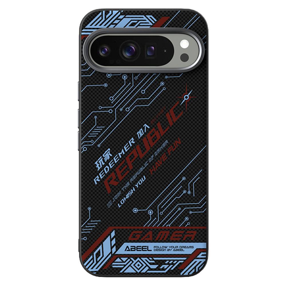 ABEEL For Google Pixel 10 Pro XL/9 Pro XL Case Compatible with MagSafe Printed PC TPU Aluminum Alloy Leather Phone Cover