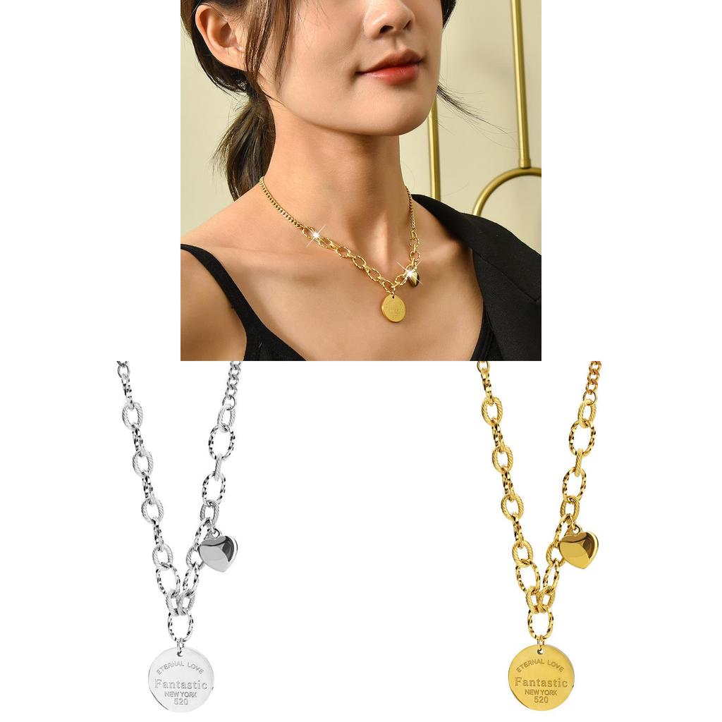 Geometrische Titanstahlkette mit Kreisanhänger für Damen und Herren