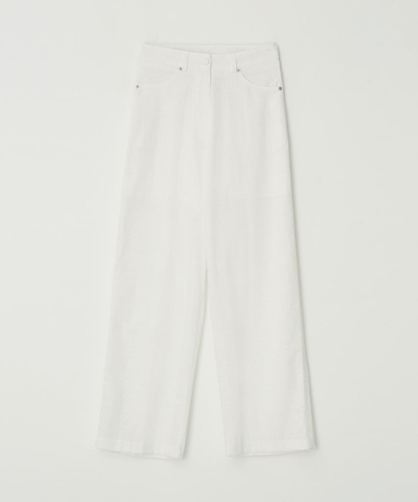 THERYE Lace Pattern Wide Pants(White)