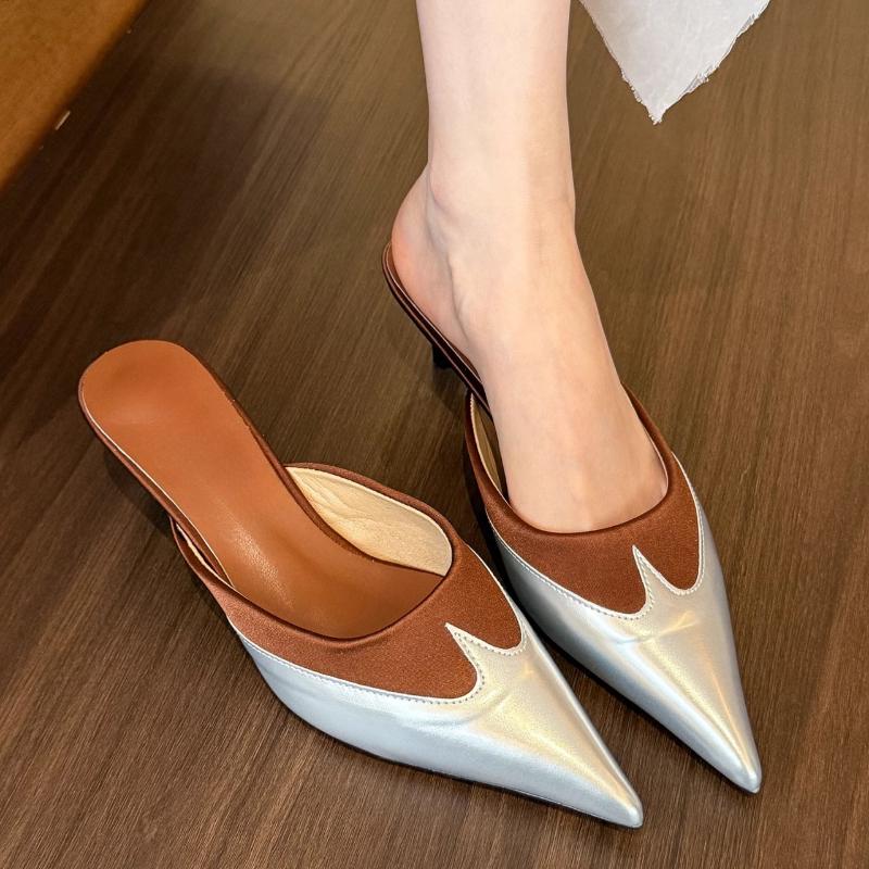 Fashion 2025  new  Elegant Pointed Toe Transparent High Heels  Slipper Shoes Women Black White Shoes Luxury Designer Pump