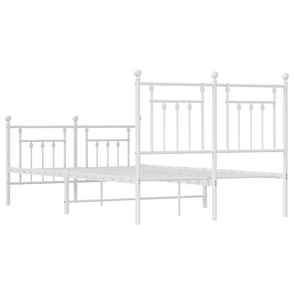 Metal Bed Frame with Headboard and Footboard White 120 x 200 cm