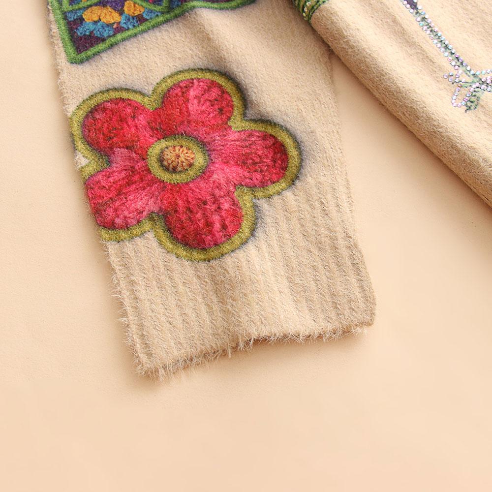 DIMANAF 2023 Plus Größe Winter Pullover Herbst Oversize Frauen Muster Druck Pullover Pullover Volle Hülse Hut Stricken Lose Pullover