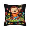 Adorable Cute Baby Monkey Punch Pillow Cover  Vintage Pillow Case For Sofa Car Home Decor Graphic Pillowcases Gift Idea