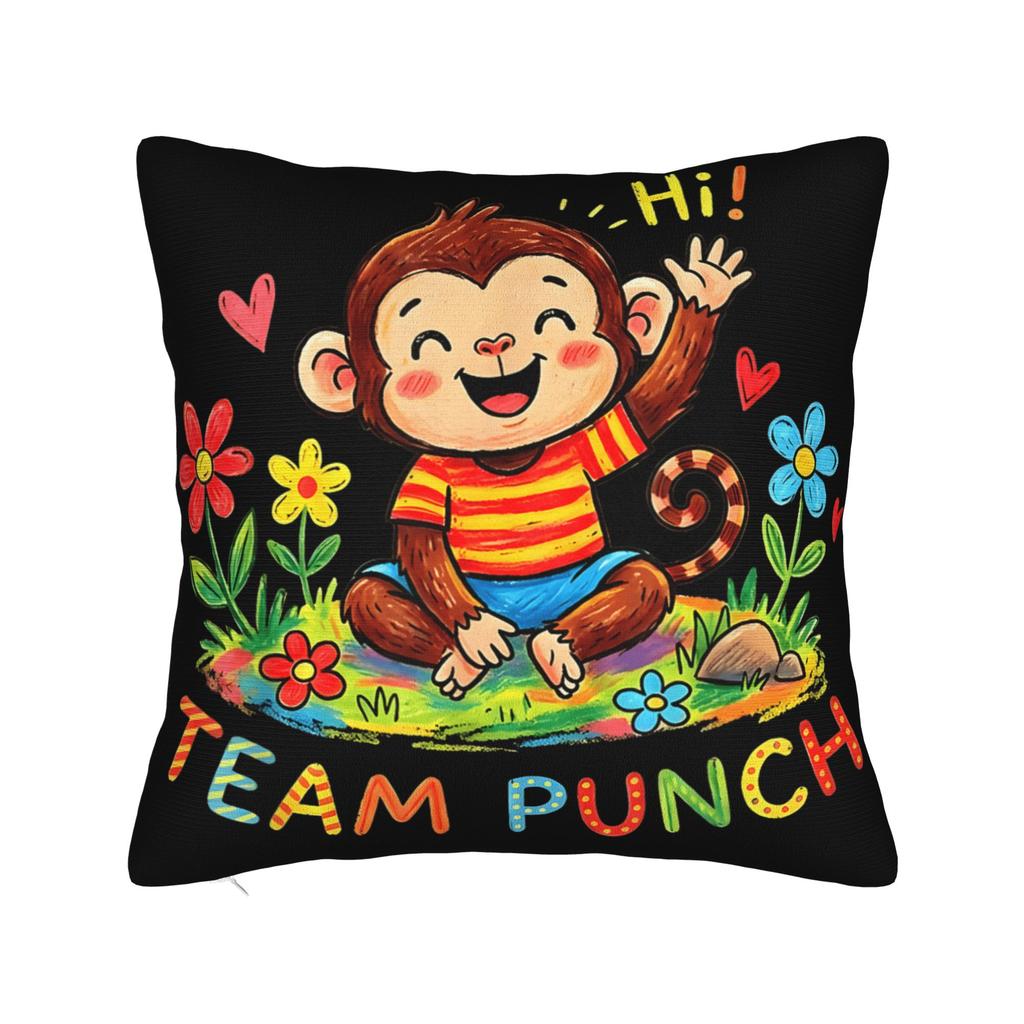 Adorable Cute Baby Monkey Punch Pillow Cover Vintage Pillow Case For Sofa Car Home Decor Graphic Pillowcases Gift Idea