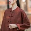 Johnature Women Vintage Blouses Spring Chinese Style Solid Color Shirts Stand Long Sleeve Button Shirts