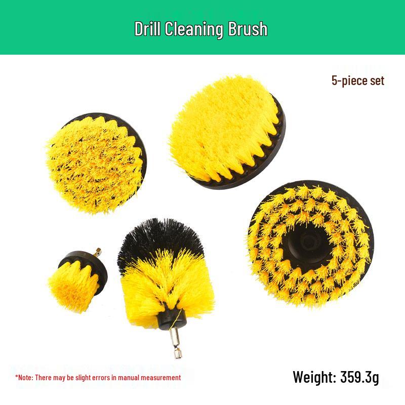Electric Drill Brush Set: Household Bathroom & Floor Cleaning with Bristle Brush & Sponge Scouring Pad.