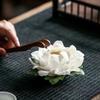 Ceramic White Peony Incense Burner Handmade Household Decor Incense Stick Holder Buddhist Incense Chinese Tea Ceremony Ornaments
