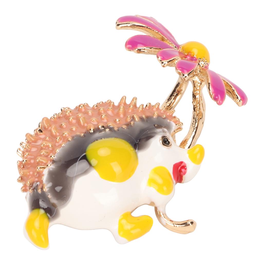 Daisy Hedgehog Brooch Pin Cute Fashionable Enamel Daisy Animal Brooch for Dating Black Purple