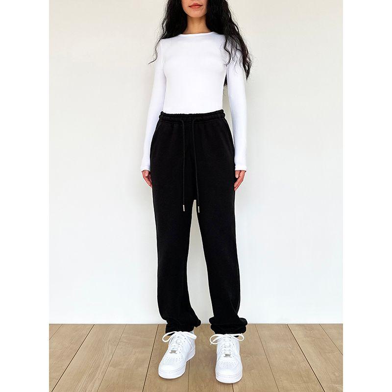 

Swagal Fashion Хлопковые махровые свободные брюки на кулиске Black regular Edition XL