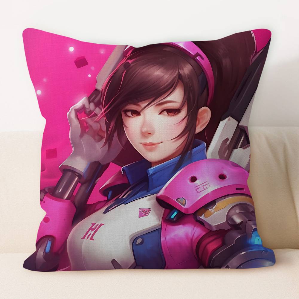 

D.Va Cartoon Personalized Pillow Dust Cover Bedroom Kids Party Decoration Pillowcase Birthday Children Gift 12x12Inch