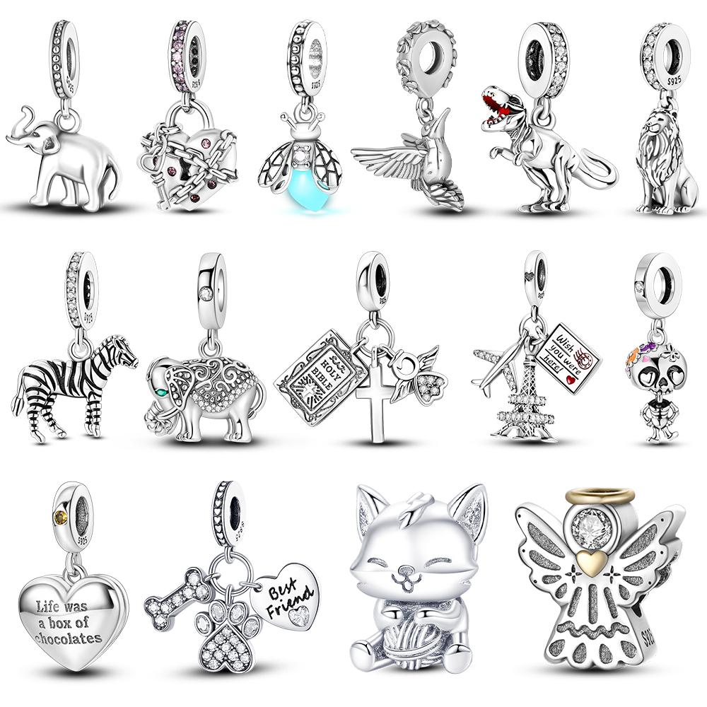 925 Silver Beads Tree of Life Firefly Butterfly Dragonfly Charms Fit Original Bangle Pendents Bracelet DIY Jewelry Gift
