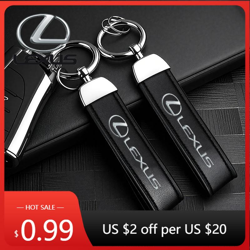 Interior Stickers Car Calfskin Keychain Zinc Alloy Auto Keyring Accessories For Lexus LS LC RZ IS350 ES300 GS350 CT200h GX460 LX AY6