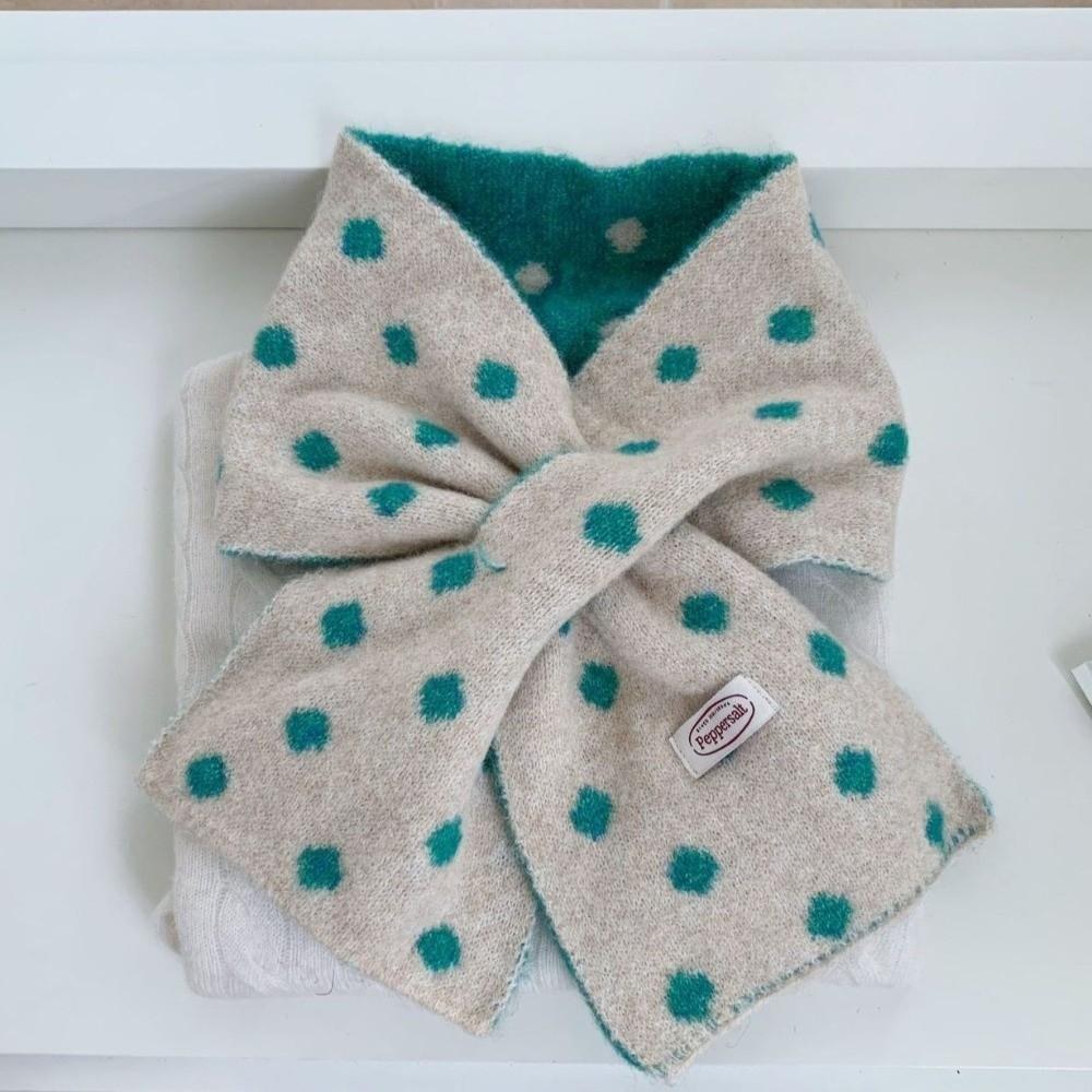 Cross Knitted Scarf Polka Dot Neck Warmer Scarf Gifts Neck Scarf for Women