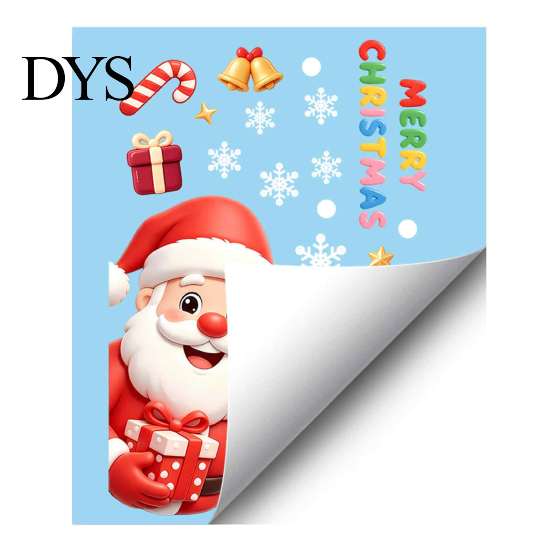 Removable Winter Stickers for Kids Christmas Window Stickers, Static PVC Decals with Santa Claus Reindeer Snowman Cheerful Seasonal Glass Patterns,