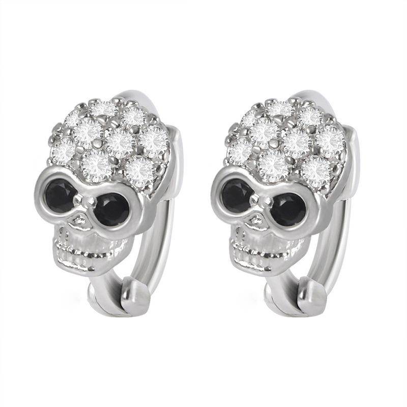 

Винтажные серьги-пряжки с черепом и бриллиантами, черные серьги-головы из циркония