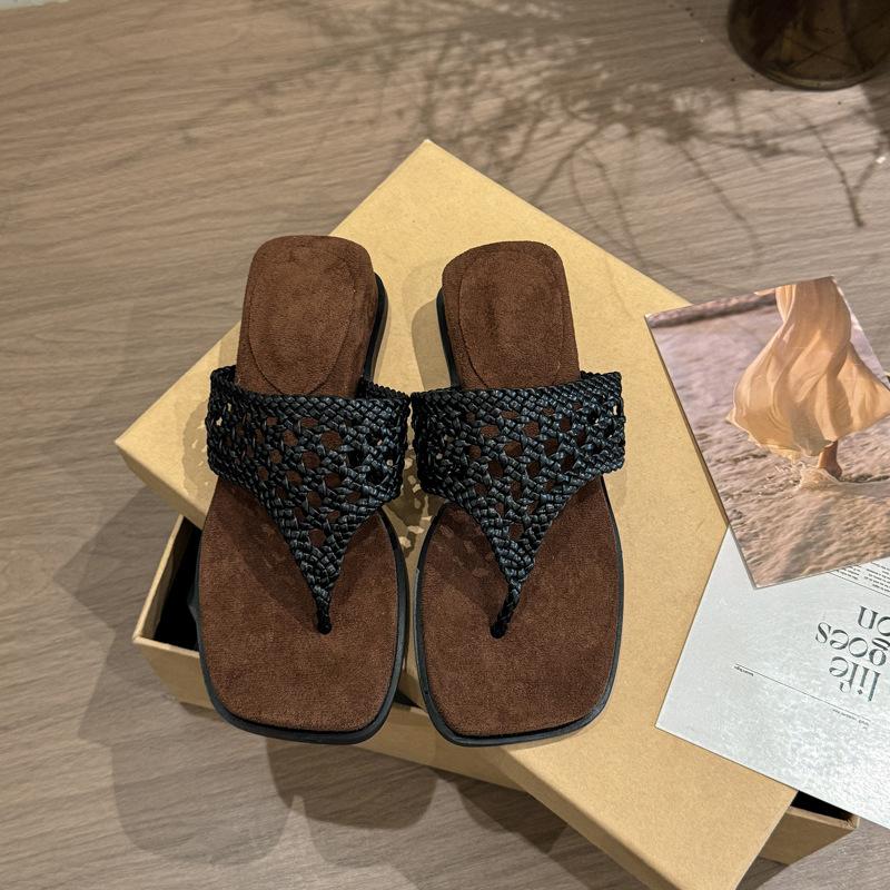 

Французский темперамент танкетка шлепанцы сланцы женские летние уличные танкетка плетеные полые толстоподошвенные крутые шлепанцы 35