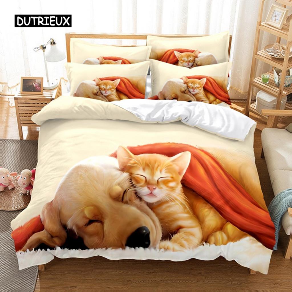 Schwarze Katze Bettwäsche Set Bettbezug Set 3D Bettwäsche Digitaldruck Bettwäsche Queen Size Bettwäsche Set Modisches Design