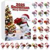 2025 Snowman Advent Calendar for Kids 24-Day Christmas Countdown Box with Acrylic Ornaments Multifunctional Holiday Decoration