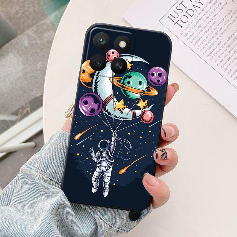 For Honor X8C 4G Case astronaut Black Silicon Soft TPU Phone Cases for Honor X8c 2025 Protective Back Shells Coque X 8c HonorX8c